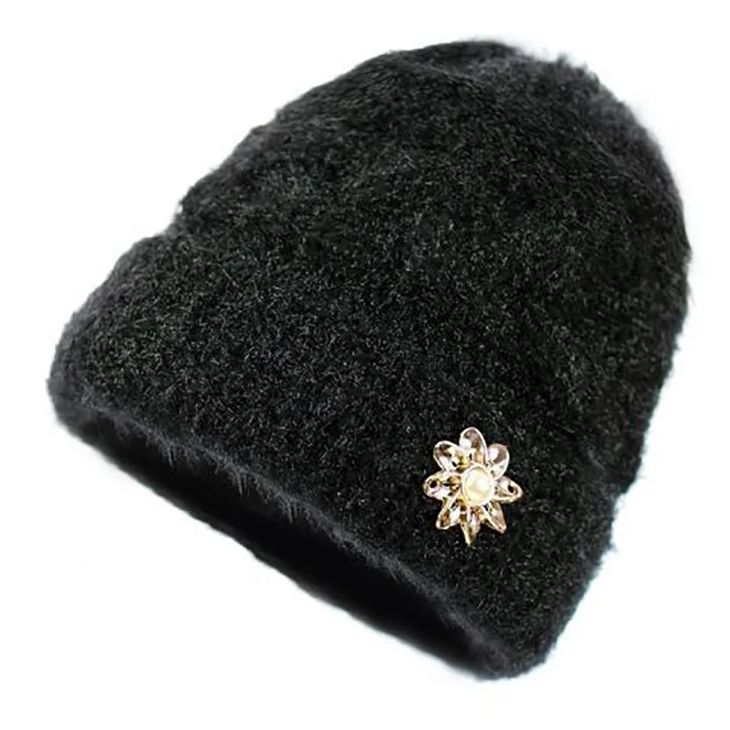 Winter middle-aged and elderly hats Beanies mother warm plus velvet thick woolen knitted hat 3