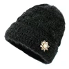 Winter middle-aged and elderly hats Beanies mother warm plus velvet thick woolen knitted hat 3