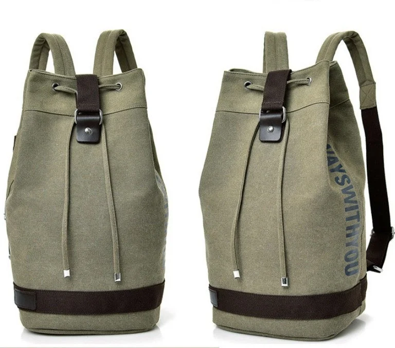 4 colors for choose Men's Fashion Military Tactical Canvas Backpack Multiple ways of using Big Army Bucket Bag bags size S/L - Цвет: armygreen