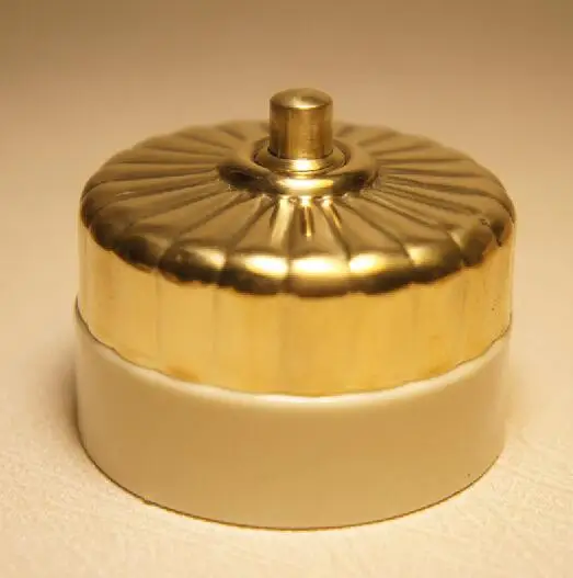 Pumpkin style bell 2 шт. высокое качество латунь ретро-переключатель одноместный Sontrol рычаг медь вкл/выкл керамическое основание бар декоративный дверной Звонок переключатель - Цвет: Pumpkin style bell