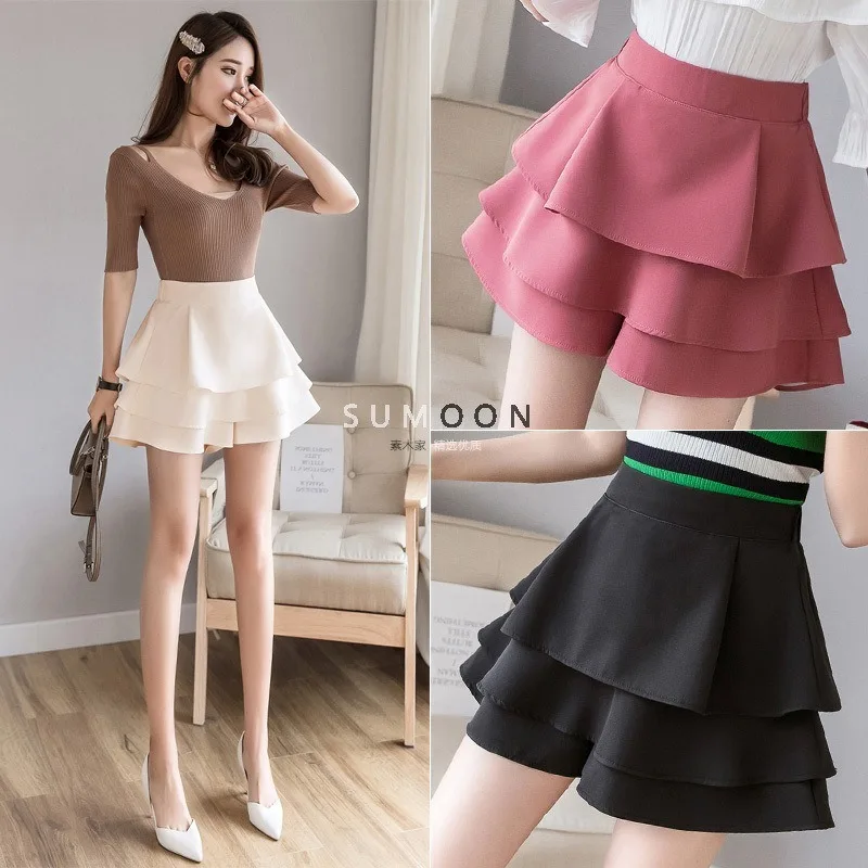 

Female tulle shorts skirts 2019 spring summer layered ruffles shorts women cake skirt shorts high waist wide leg cupcake shorts5
