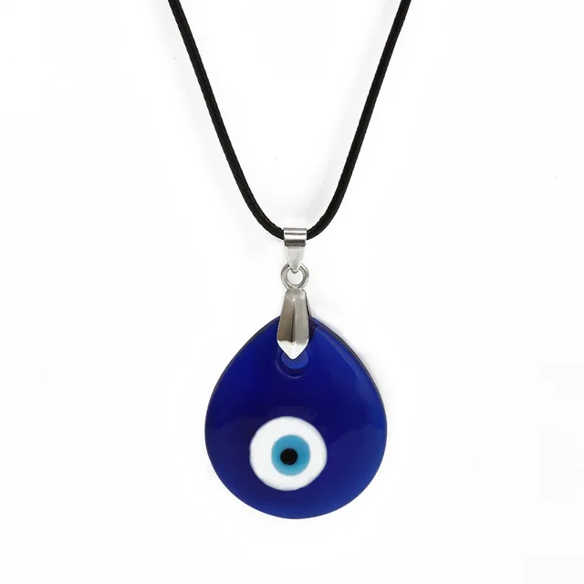 1PC Blue Glass 30mm Evil Eye Pendants Necklace For Women M ~ 