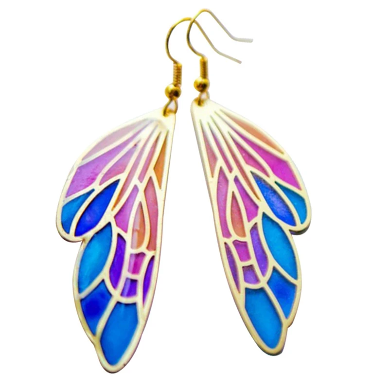 Butterfly Wing Earrings Gradient Colorful Handmade