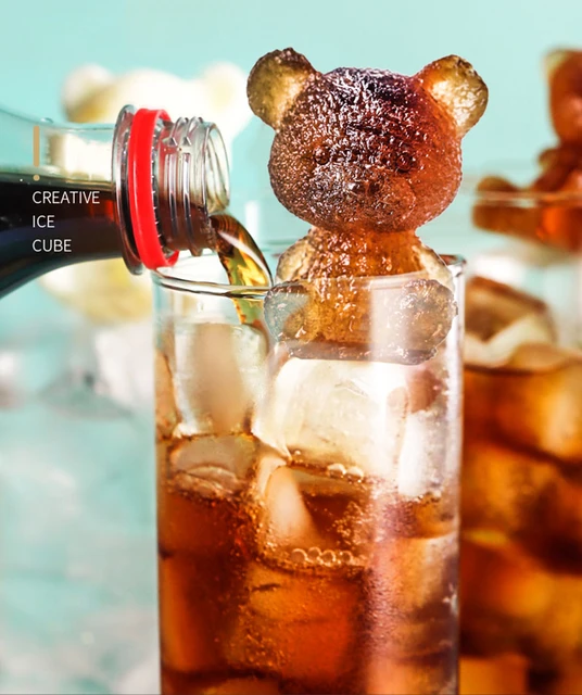 Moule à glaçons en silicone souple ours 3D, moule à glaçons, café, lait, thé