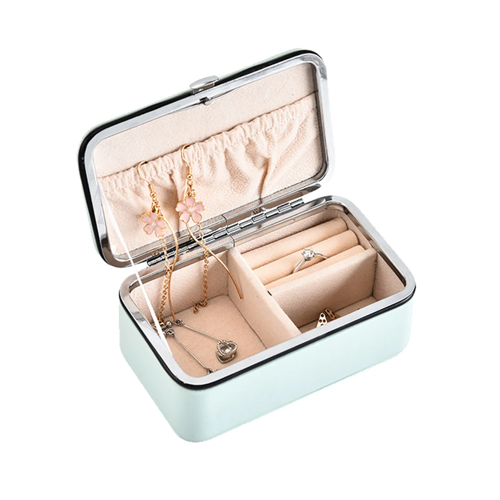

Jewelry Small Organizer Display Travel Jewelry Case Box Portable Jewelry Box PU Leather Grids Storage Necklace Earrings Box#734