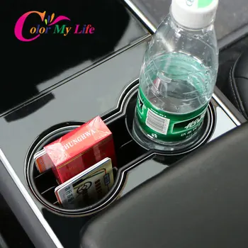 

Color My Life Car Water Cup Holder Insert Organizer Ashtray Beverage Bottle Key Card Holder for Tesla Model 3 Model3 2016 - 2020