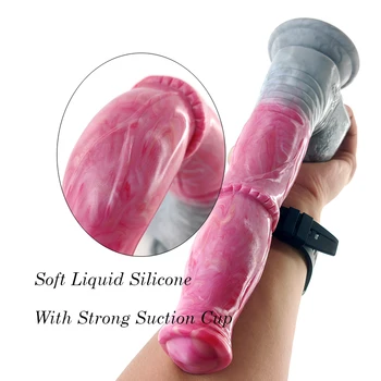 YOCY 9.6 inch Soft Silicone Dildo Horse Realistic Cock Penis Fantasy Anal Butt Sex Toy For Couples Flirt Adult Goods With Sucker 3