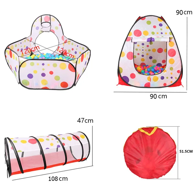 IMBABY Foldable 3 In 1 Playpen For Children Baby Furniture Dry Ocean Balls Pool Fence Kids Tipi Tent&Crawling Tunnel&Play House 6