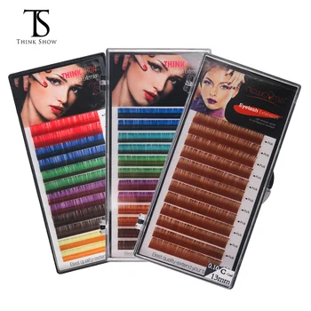

THINKSHOW All Size 0.07/0.10 Thickness Silk Volume Color Eyelash Natural and Soft Eyelash Extension Individual Eyelash