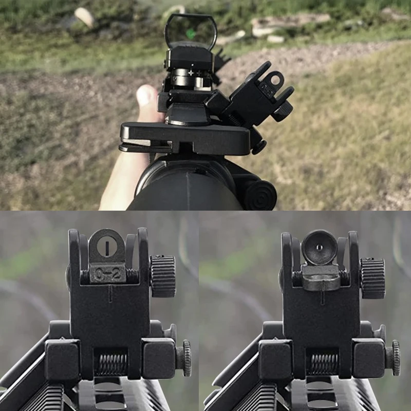 BUIS AR15 táctico, parte delantera y trasera abatible hacia arriba, 45 grados de compensación, rápida, mira de hierro para RL27-0004 de caza