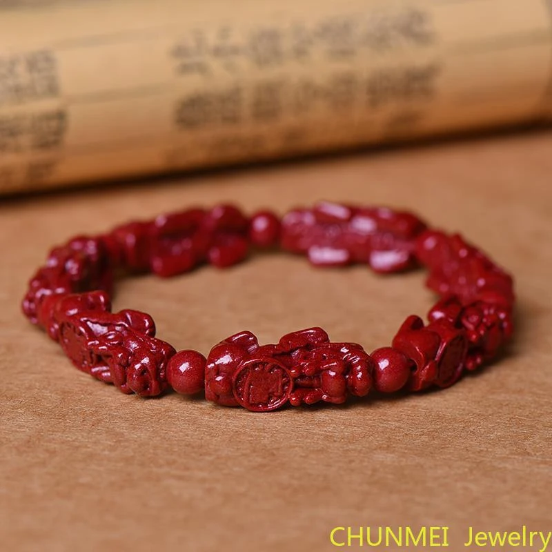 Handmade Carved Cinnabar Bracelet Men's And Women's Cinnabar Bracelet