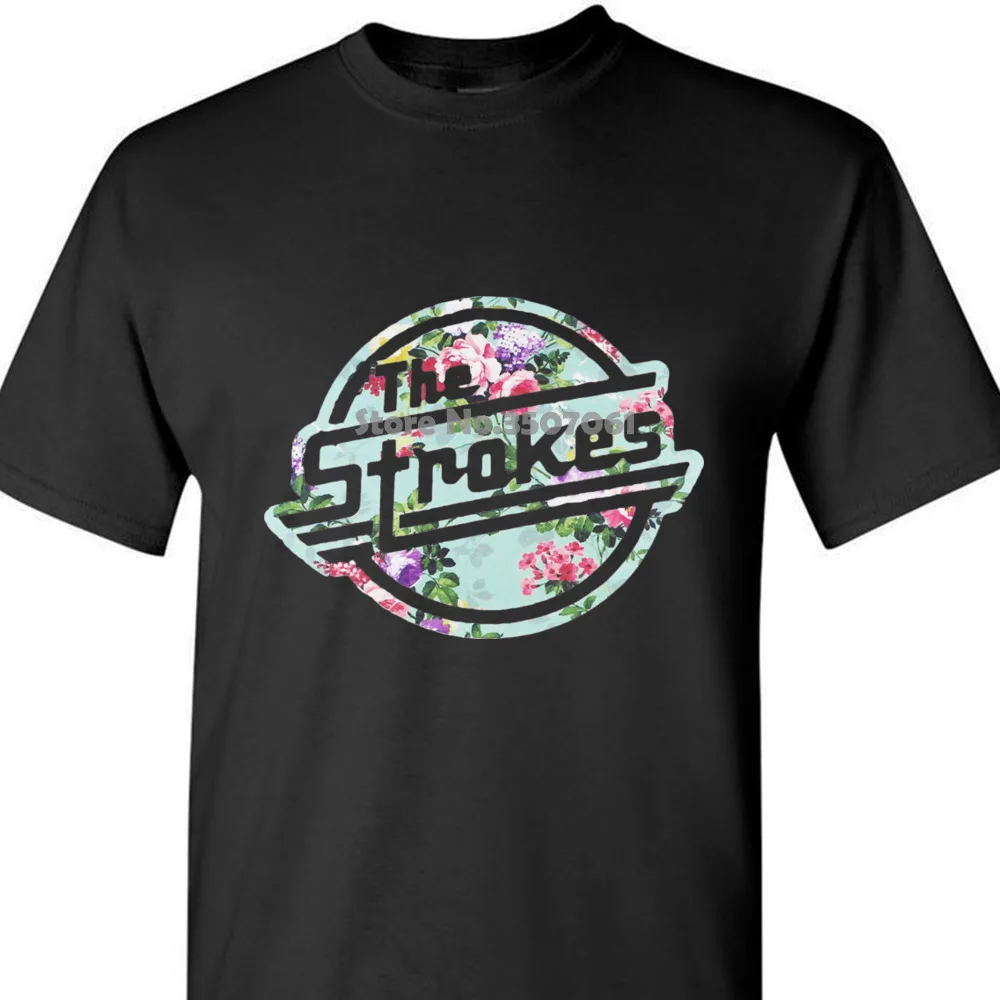 

New Men's Fashion Short-sleeve T Shirt Mens The Strokes Floral Rock Band T-shirt White / Gv191 Size L coat clothes tops