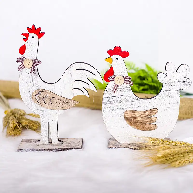Estilo nórdico Ins Formas para Enfeites para casa Decorações De Easter Galo da Galinha De Madeira brinquedo De Madeira quarto decoração Crianças Artesanato Presentes
