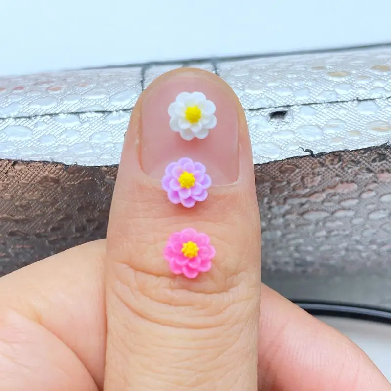 100Pcs New Resin Cute Mixed Mini Flower Manicure Flat Back Scrapbooking Hair Bow Center Embellishments DIY Accessories
