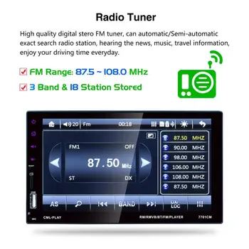 

7701 HD Digital 6.6 Inch Touch Screen Car Multimedia Player Support Mobile Phone Interconnection Hands-free Call