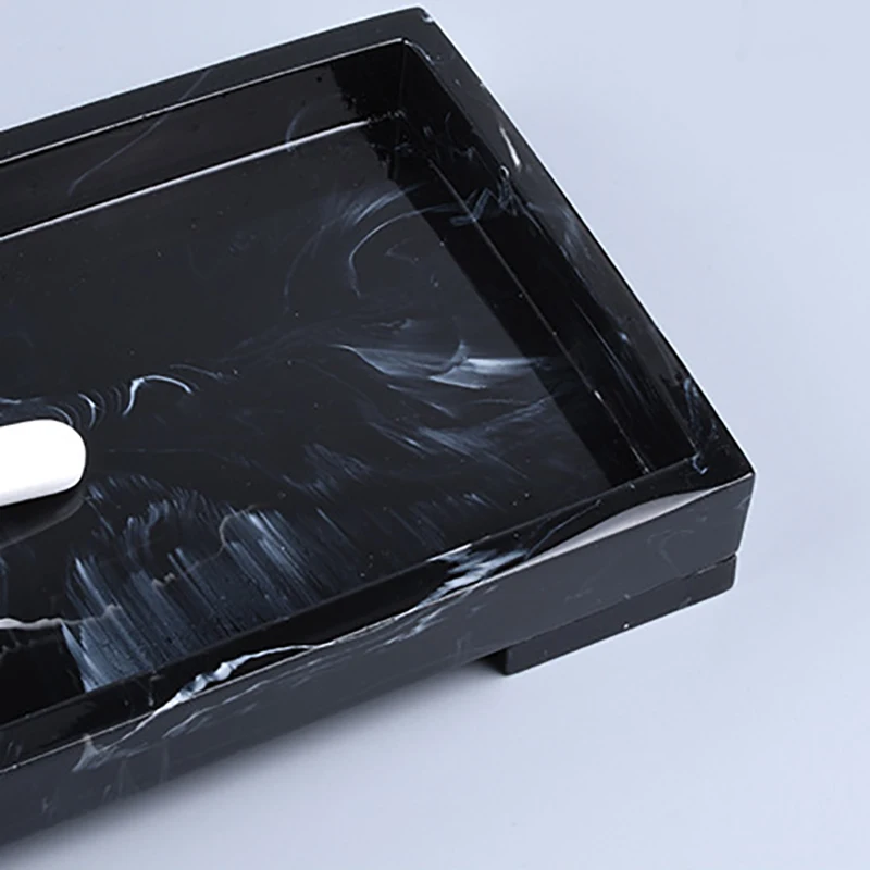 Vanity Tray Black Bathroom Vanity Countertops Toilet Tank Storage Tray, New Home Marble Stone Tray, Organizer Tray for Cl