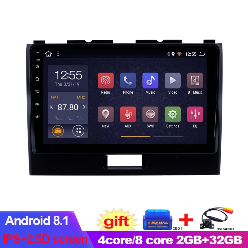 Автомобильный 9-дюймовый IPS + 2.5D 8-ядерный Android 8 1 2 32G DVD GPS-навигация для Suzuki Wagonr 2010-2018