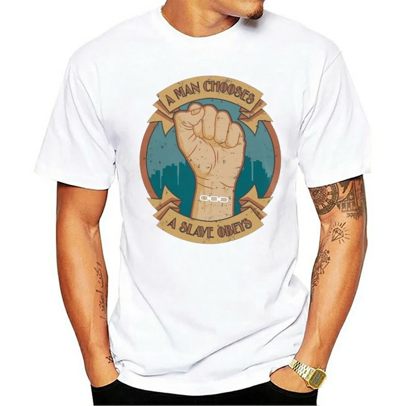

2020 New Printed Funny A Man Chooses A Slave Obeys Bioshock Men's T-Shirt camiseta masculina women's tshirt