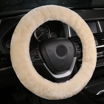 

Authentic Sheepskin Car Stretch-on Steering Wheel Cover/Soft Australian Wool Vehicle braid on the steering-Wheel Protector