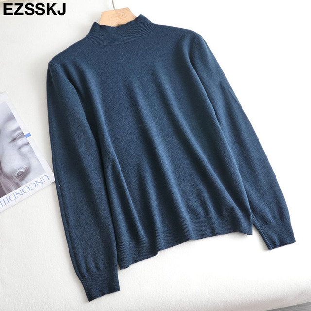 Loose soft solid color turtleneck Sweater Pullover Women Casual Long Sleeve chic bottom Sweater Female Jumpers top