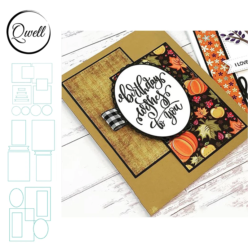 

QWELL Master Layouts Die Set Geometry Round Oval Square Banner DIY Scrapbooking Craft Paper Cards Album 2020 Hot Sale