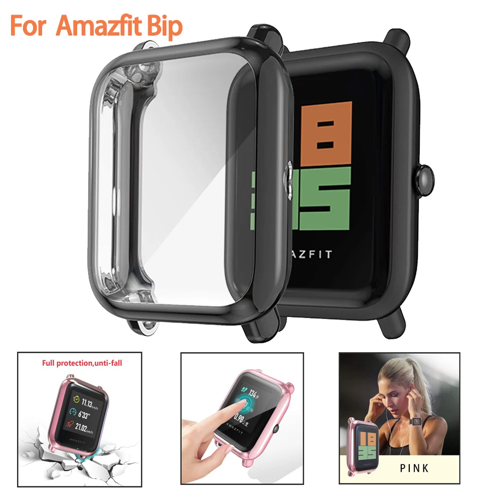 

Screen Protector Slim Colorful Frame TPU Case Cover Protect Shell For Huami Amazfit Bip Younth Watch with Screen Protector