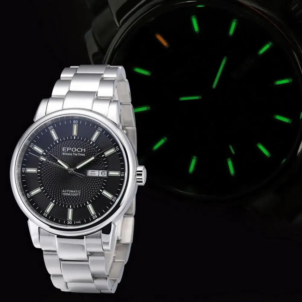 watch men p6 Тритий часы мужские, автоматические часы EPOCH мужские роскошные T100 светящиеся водонепроницаемые механические наручные часы reloj hombre 6039G-A - Цвет: watch men p6