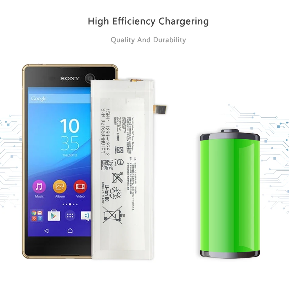3350 мА/ч, AGPB016-A001 Батарея для sony Xperia M5 Батарея M 5 E5603 E5606 E5653 E5633 E5643 E5663 E5603 E5606 Перезаряжаемые Батарея