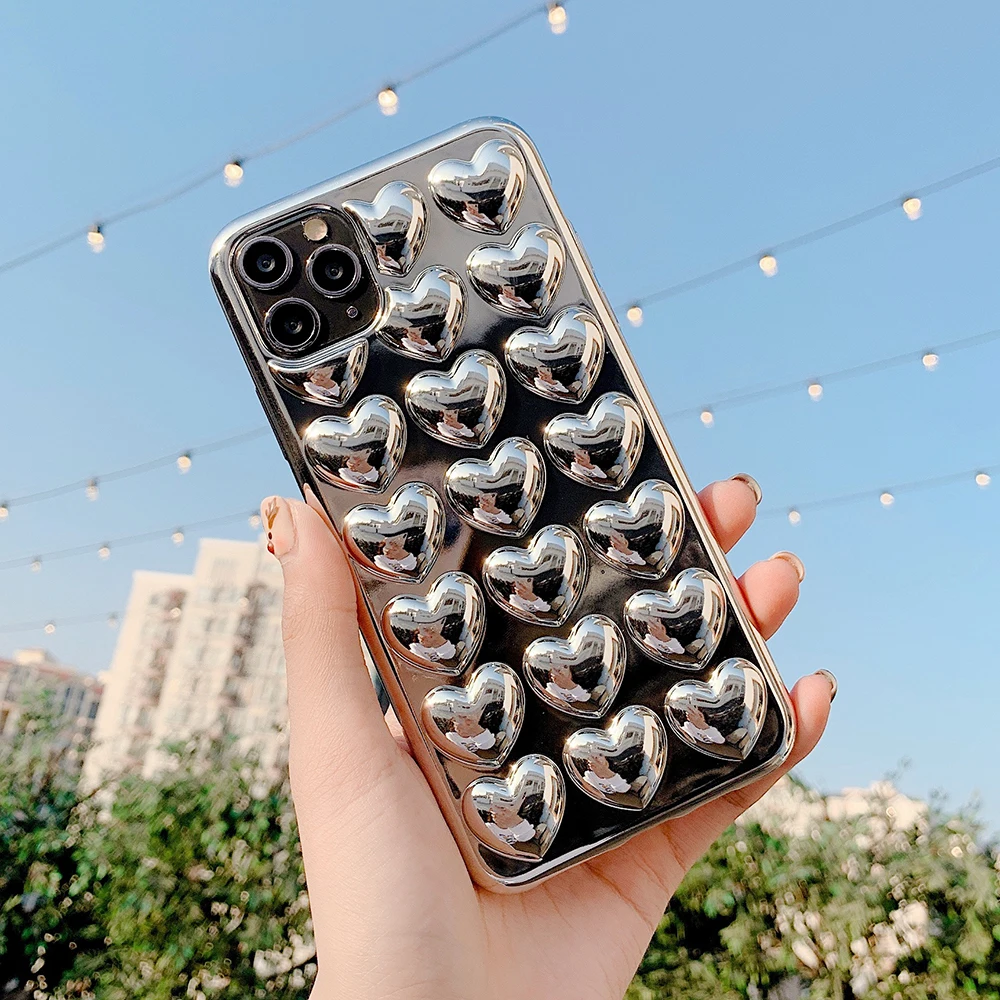 Чехол с 3d покрытием Love Heart для iPhone 11 Pro Max XR X XS 7 8 6S Plus мягкий однотонный чехол из ТПУ