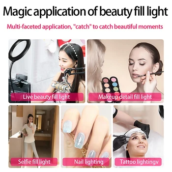 

Ring Lamp Video Light Dimmable LED Selfie Light USB Photography Light with Tripod High-quality Live Broadcast Props 26cm