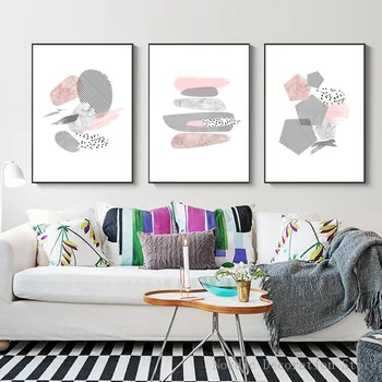 

Pink Gray Geometric Wall Painting Minimalist Poster Nordic Canvas Art Print Modern Abstract Pictures For Living Room Decor