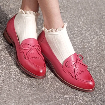 

Genuine sheepskin leather brogues yinzo ladies flats shoes vintage handmade sneaker oxford shoes for women 2020 pink brown black