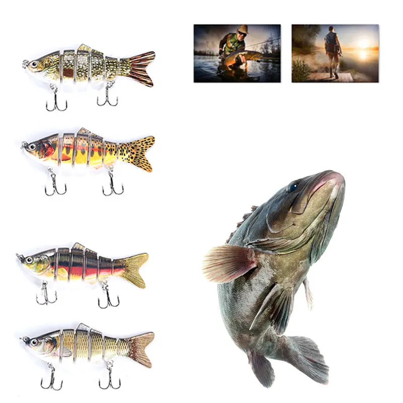 Durable RiversLake Tools Multi Holiday Bait Fishing Baits Ocean Seawater Fish Hook 6 Section ABS Emulation Lures Outdoor