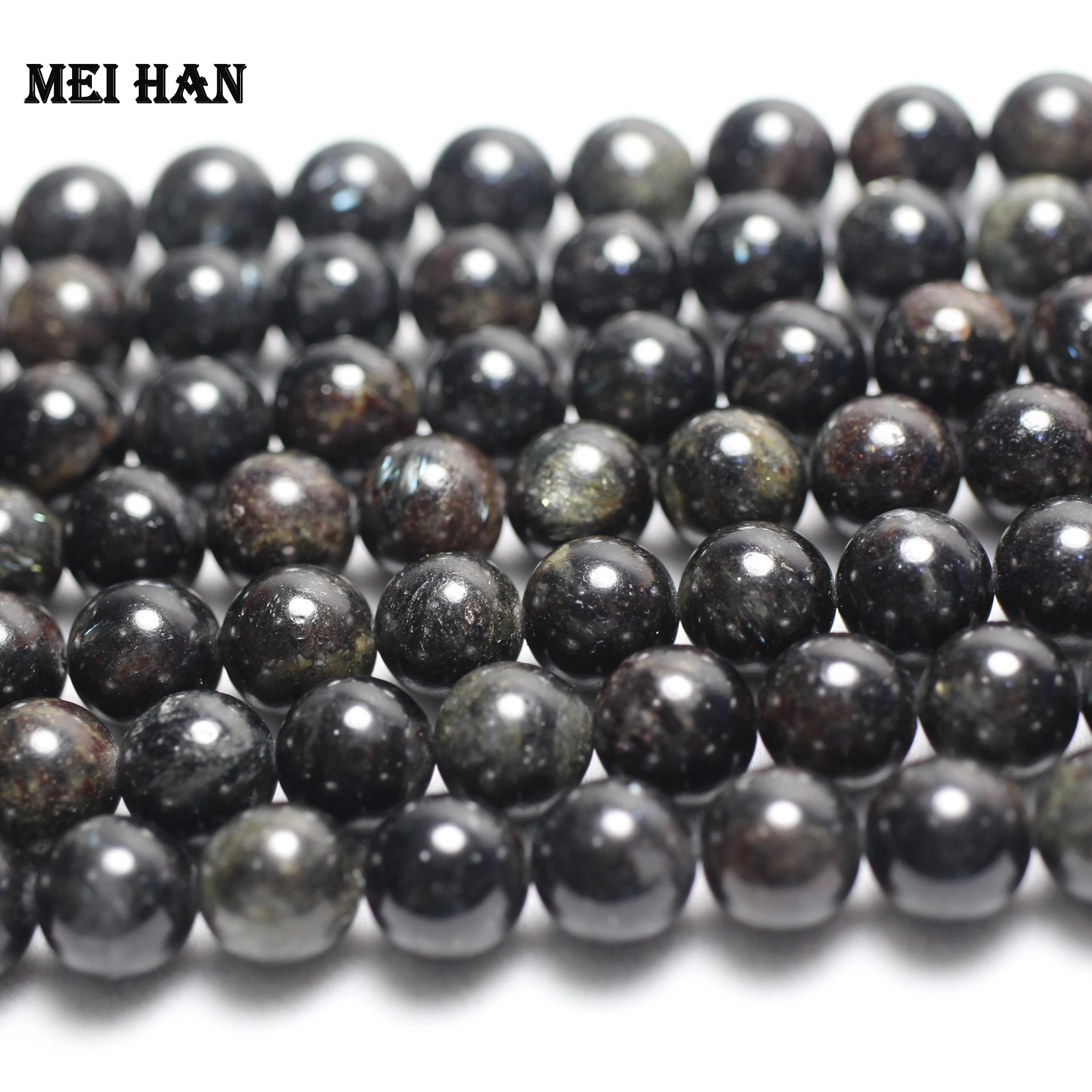 Loose Beads Meihan Natural astrophyllite Hornblende smooth round loose beads rare stone jewelry making design