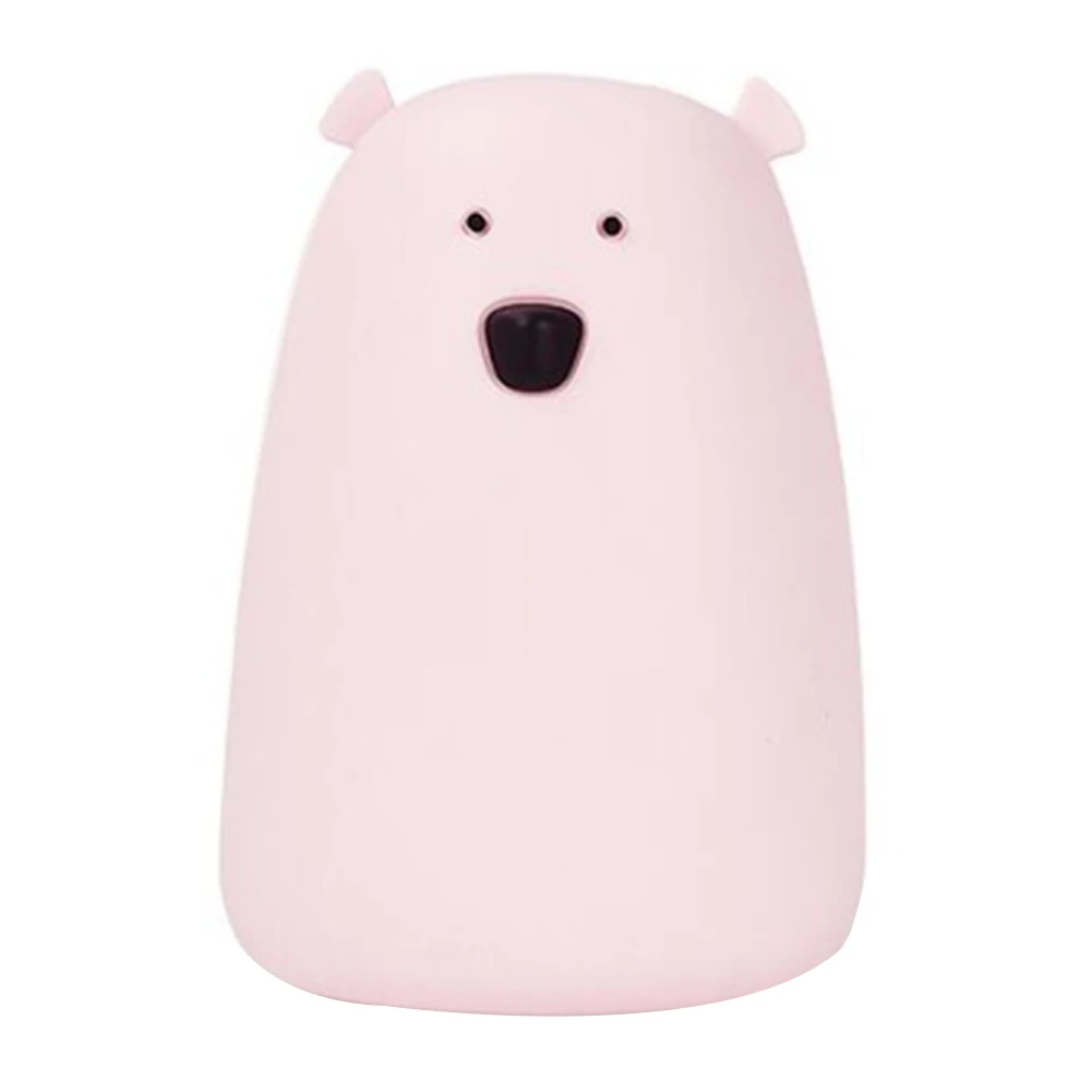 USB Rechargeable Kids Led Dimming Luminous Bedside Night Light Multicolor Cartoon Toy Cute Bear Pressure Reducing Gift Bedroom