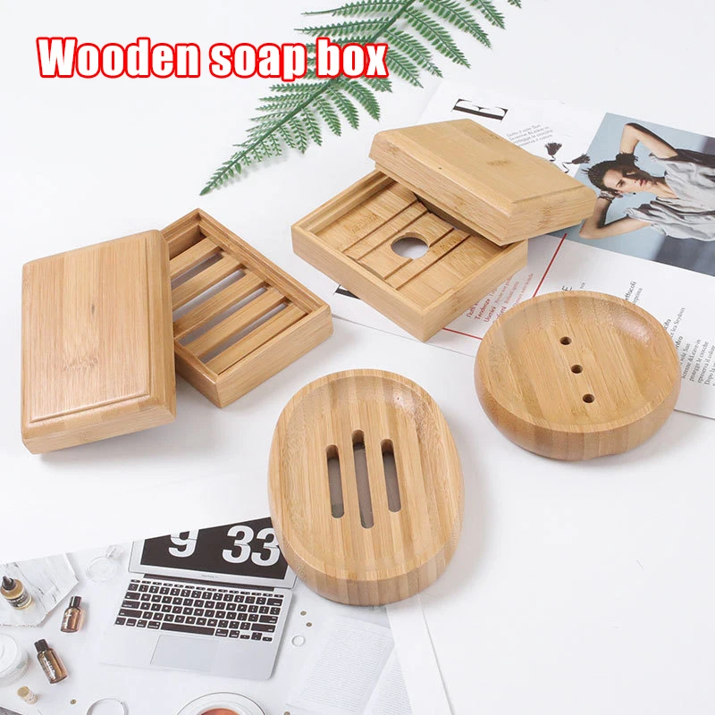 Wooden Soap Dishes Bamboo Tray Holder Rack Plate Box Container Portable for Home Bathroom I88 | Дом и сад