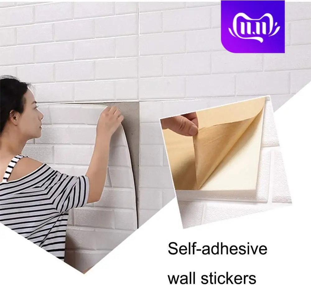 

3D Brick Wall Sticker White Pe Foam Wall Stickers Self-Adhesive Wall Panel Tv Background Wall Paper for Home Wall Renovation