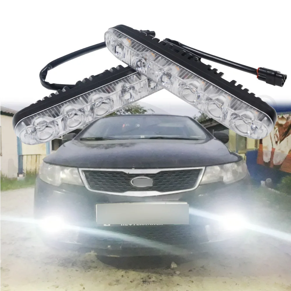 Hviero Auto Led Car Daytime Running Light 6LED DRL Turn Signal White DC 12V Head Light Driving Lamp Brake Light Parking Fog Lights
