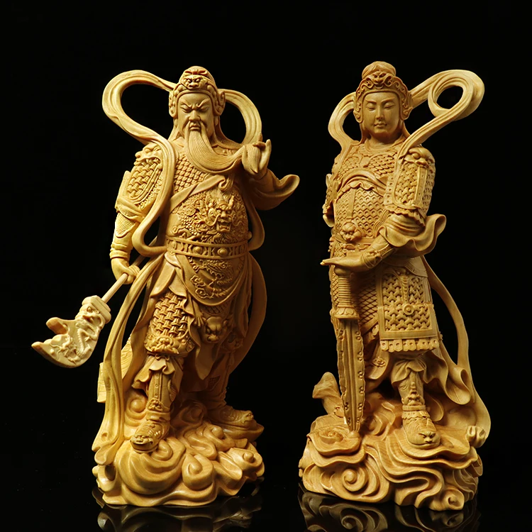 Резьба из самшита Guan Gong скульптура Skanda samghrarama статуя Будды левая и правая Dharma