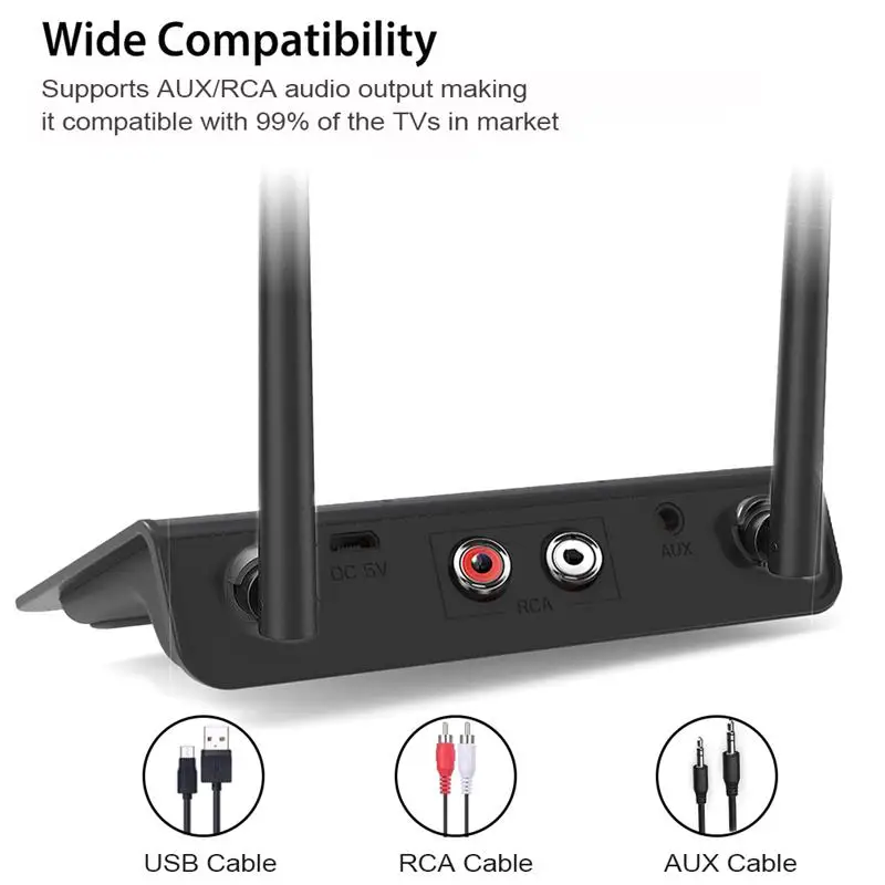 Bluetooth 5 0 Music Audio Adapter 2 In 1 Wireless Transmitter Receiver Adapter 3 5mm AUX Jack For TV PC Car Speaker Headphone