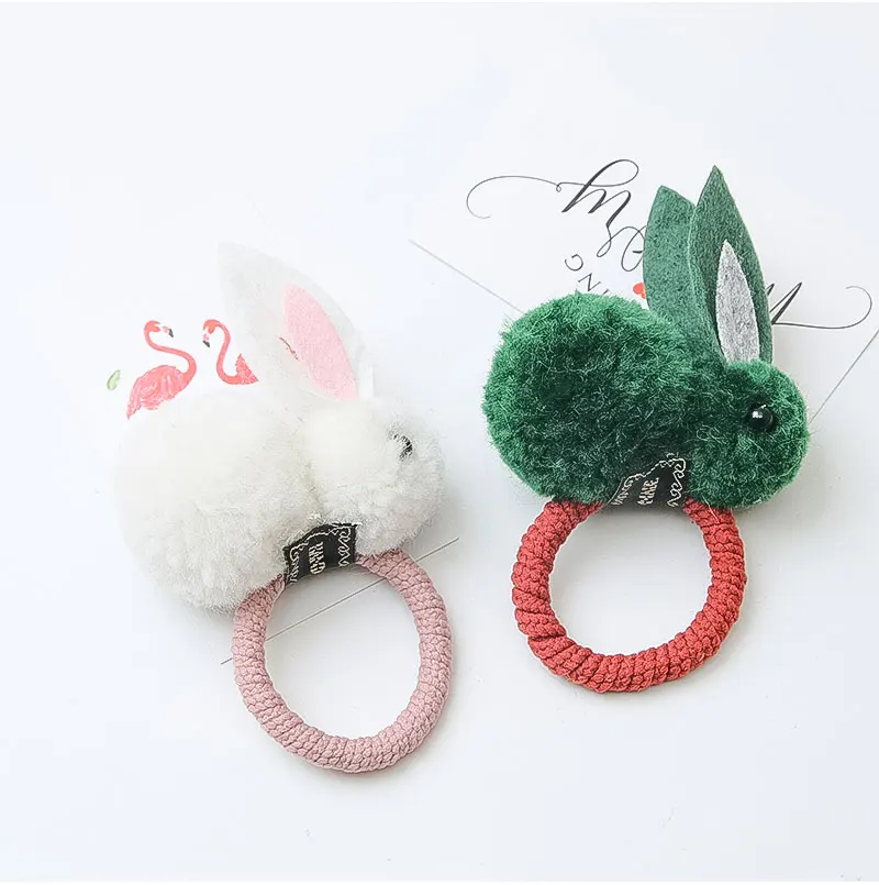 Милая Детская резинка с кроликом для девочек, корейские аксессуары для волос, кольцо для волос, заколка с бантом для девочек, головной убор, ювелирное изделие