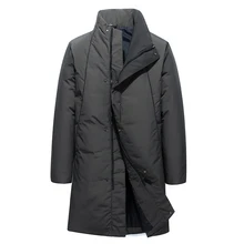 Длинная Мужская зимняя утепленная куртка с воротником-стойкой, деловая повседневная мужская ветровка, парка, верхняя одежда, пальто