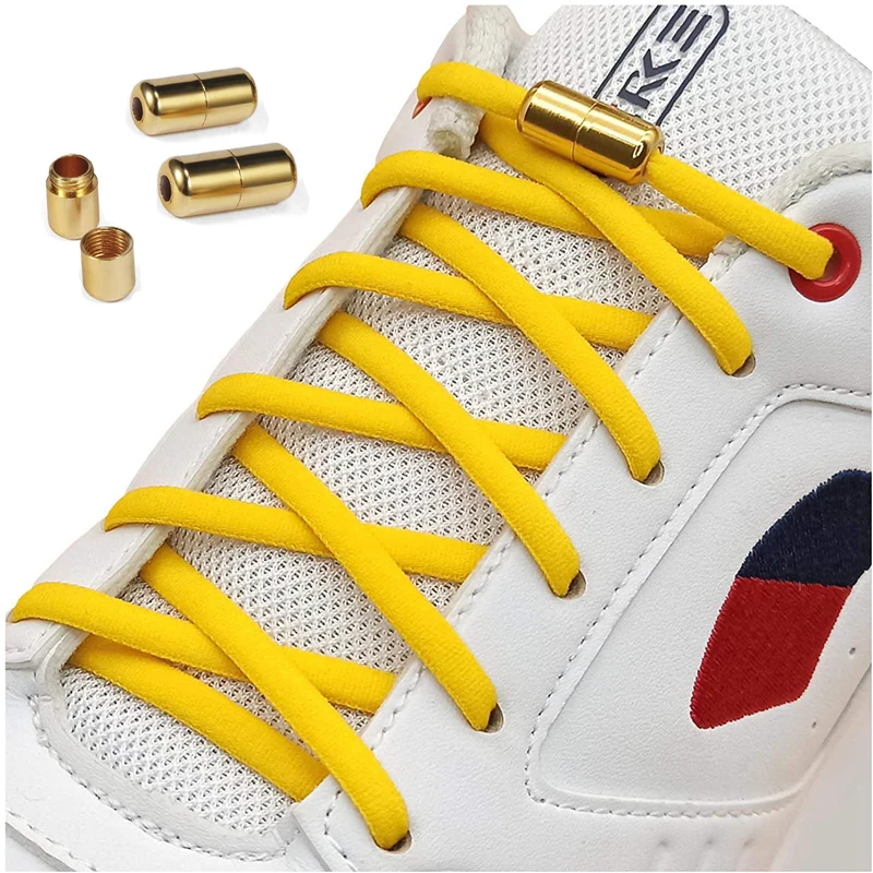 

1 Pair Elastic Shoelaces Round Color metal lock No Tie Shoelace Easy to remove Suitable for all shoes Lazy lace 21 colors T10-2