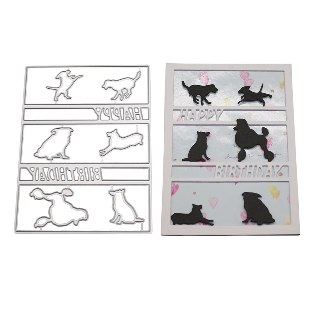 

6 Dogs Frame Adv-one Metal Cutting Dies Stencils For DIY Scrapbooking Embossing Paper Cards Photo Album Making Craft