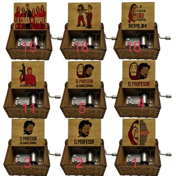 

La Casa De Papel Decorative Jewelry Wooden Music Box BELLA CIAO Melody Stainless Steel Metal Movement