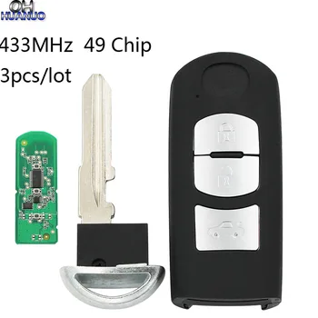 

3pcs/lot Smart Remote Key Fob 3 Button 433Mhz 49 chip for Mazda CX-5 +Uncut Blade