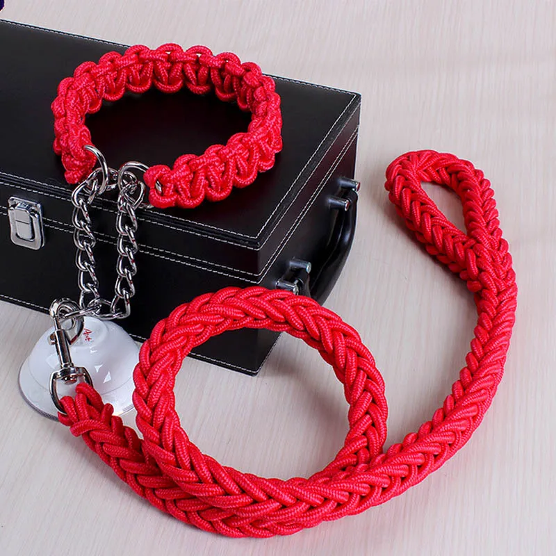 Large Dog Leash Big Dog Chain Leash Supplies Pet Collars Chest Strap Dog Collar Rope Golden Retriever Labrador Durable Leash 30 - Color: 16