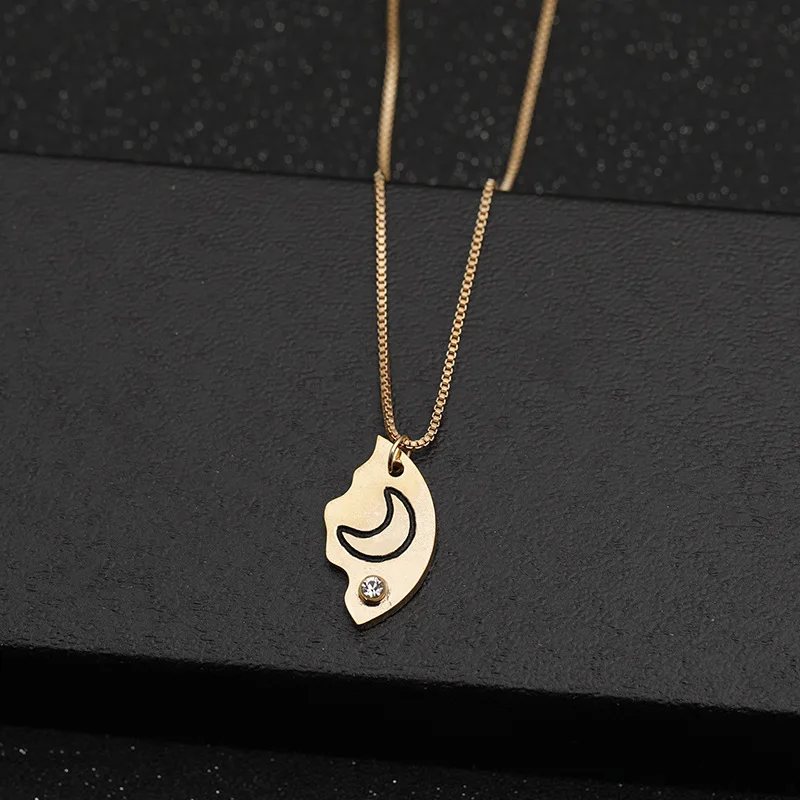 3 Pcs Best Friend Necklaces Set For Women Star Moon Pendant Chain Necklace Bff Choker Girl's Gift Rhinestone Letter Necklaces