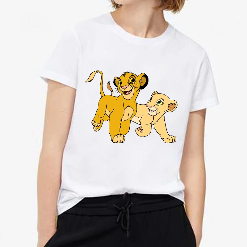 

2020 New Summer Fashion Casual Harajuku Tshirt Female Cute Tee Woman O Neck Tops Women tshirt Cartoon Lion King Printed Tshirt