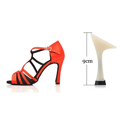 Ladingwu/Новинка; обувь для латинских танцев; женская обувь для сальсы; Обувь для бальных танцев; стразы; уникальный дизайн; шелковый атлас; Цвет Красный - Цвет: Red 9cm